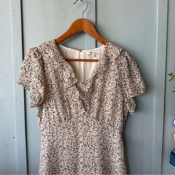 Madewell 100% Silk Ruffle-Neck Mini Dress - Picture 7 of 13